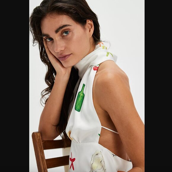 For Love & Lemons Carla Amalfi Coast Print Scarf Mini Dress S - Picture 4 of 8